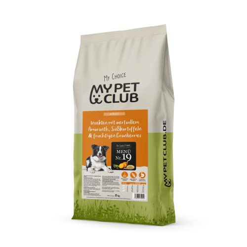 My Pet Club Insekten (1 x 8 kg) getreidefreies Hundefutter sensitiv I 33% Insekten Anteil I hypoallergenes Hundefutter mit Süßkartoffel von My Pet Club