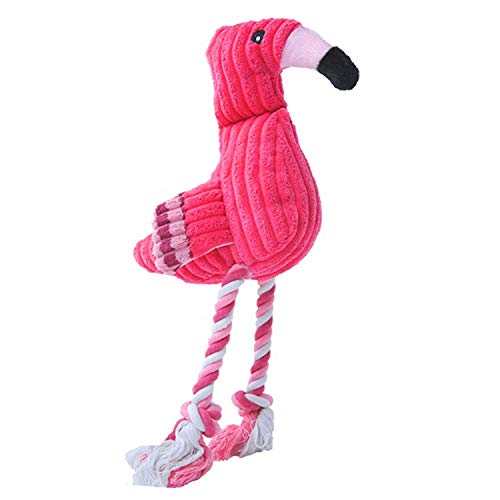 My Woofie Hundespielzeug, quietschendes Plüschspielzeug zum Kauen für kleine, mittlere und mittelgroße Hunde, Flamingo pink von My Woofie