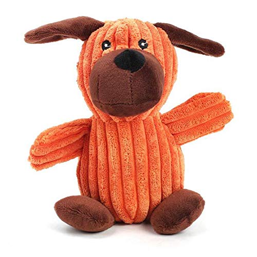 My Woofie Hundespielzeug, quietschendes Plüschspielzeug zum Kauen für kleine, mittlere und mittelgroße Hunde, Hund orange von My Woofie