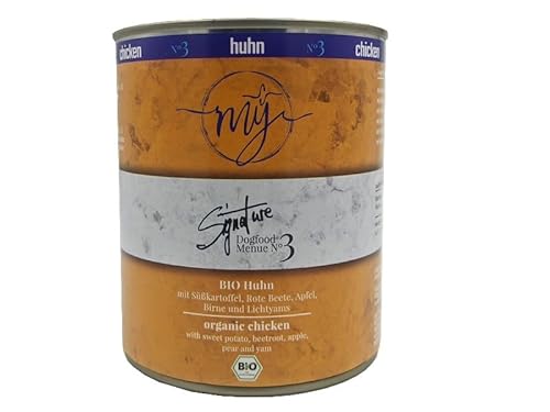 My Nassfutter Bio-Huhn mit Bio Süßkartoffel, Bio Rote Beete, Bio Apfel und Bio Birne 820g Dose Hundefutter ohne Konservierungsstoffe, künstliche Aromastoffe und Farbstoffe & Lockstoffe von My dogfood manufacture