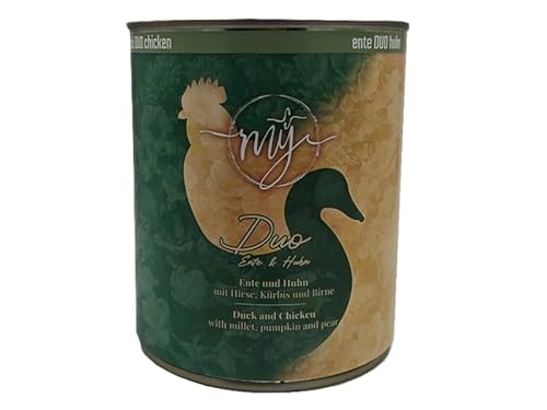 My Nassfutter Duo Ente & Huhn mit Hirse, Kürbis und Birne 820g Dose mÿ Hundefutter ohne Konservierungsstoffe, künstliche Aromastoffe, Farbstoffe & Lockstoffe von My dogfood manufacture