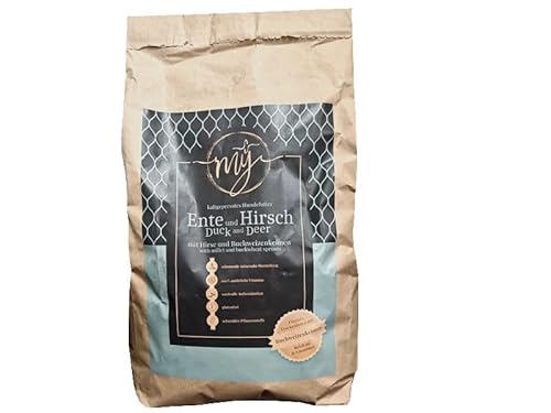 My Trockenfutter Ente und Hirsch mit Hirse und Buchweizenkeimen 10kg kaltgepresst für Hunde ohne künstliche Zusatzstoffe I Hundefutter von My dogfood manufacture