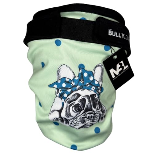 MyBullyLove Läufigkeitshöschen für Französische Bulldoggen – Wiederverwendbare Hundewindel ohne Rutenloch, Handgefertigt & Stufenlos Verstellbar, Mint Bully, Standard (42-47cm Hüftumfang) von MyBullyLove