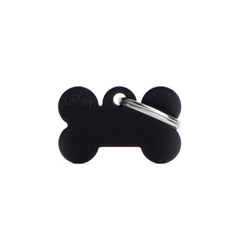 MyFamily Hundemarke Basic Kleiner Knochen Schwarz  30 x 19 mm von MyFamily
