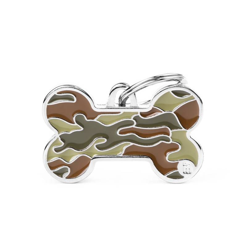 MyFamily Hundemarke Style Großer Knochen Camouflage Grün 38 x 24 mm von MyFamily