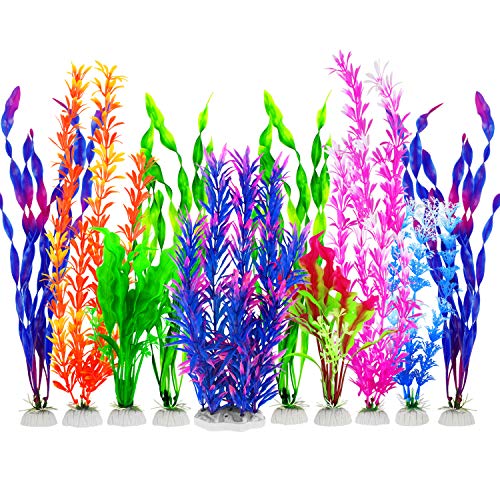 MyLifeUnit Aquarium-Pflanzen, 10 Stück, künstliche Aquarium-Pflanzen, Kunststoff-Wasserpflanzen für Aquarium-Dekorationen, 7.1 to 14.6 inches, blau von MyLifeUNIT