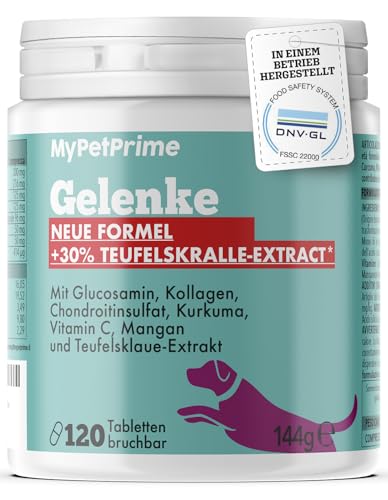 Gelenktabletten Hunde mit Teufelskralle MyPetPrime |120 Tabletten mit glucosamin chondroitin für Hunde|Joint Care Kollagen, Gelenk & knochenschutz von MyPetPrime