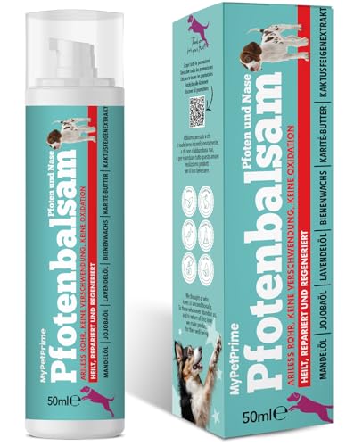 MyPetPrime Pfotenbalsam Hund repariert und regeneriert trockene | Hundepfoten Balsam, Pfotenpflege Hund, Pfotenpflege für Hunde | 50 ml von MyPetPrime