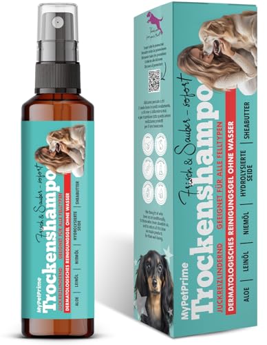 MyPetPrime Trockenshampoo Gel für Hunde | Kein Ausspülen | Dermatologisch | Hygienisch, Anti-Juckreiz, Anti-Geruch | Mit Niemöl | Geeignet für alle Rassen | Made in Italy | Ohne Parabene und Silikone von MyPetPrime