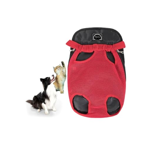 MyDogo Bequemer Reise-Rucksack für Ihre geliebten Haustiere, Welpen, Katzen, kleine, mittelgroße Hunde, verstellbar, entworfen für Reisen, Wandern, Radfahren, Outdoor (L, CoolMeshRed) von Mydogo