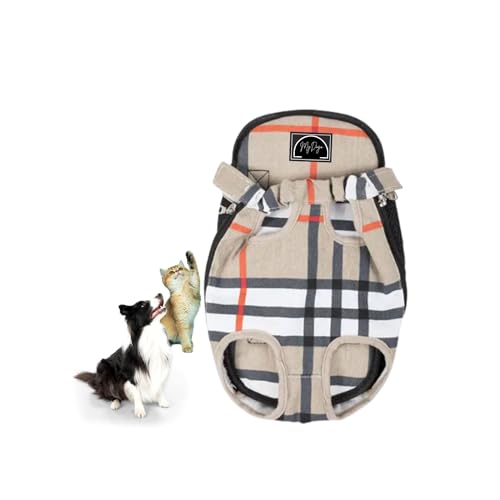 MyDogo Bequemer Reise-Rucksack für Ihre geliebten Haustiere, Welpen, Katzen, kleine, mittelgroße Hunde, verstellbar, entworfen für Reisen, Wandern, Radfahren, Outdoor (L, NiceCanvasStriped) von Mydogo
