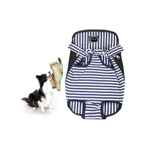 MyDogo Bequemer Reise-Rucksack für Ihre geliebten Haustiere, Welpen, Katzen, kleine, mittelgroße Hunde, verstellbar, entworfen für Reisen, Wandern, Radfahren, Outdoor (M, LovelyBuedarkstriped) von Mydogo