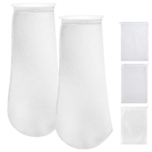 Aquarium-Filtersocken – 200 Mikron – 10,2 cm Ring x 35,6 cm lang – lange Salzwasser-Filtersocken für Aquarien, Teiche, Pools, Rifftank, 2 Stück mit 3 Filter-Netzbeuteln von MyfatBOSS