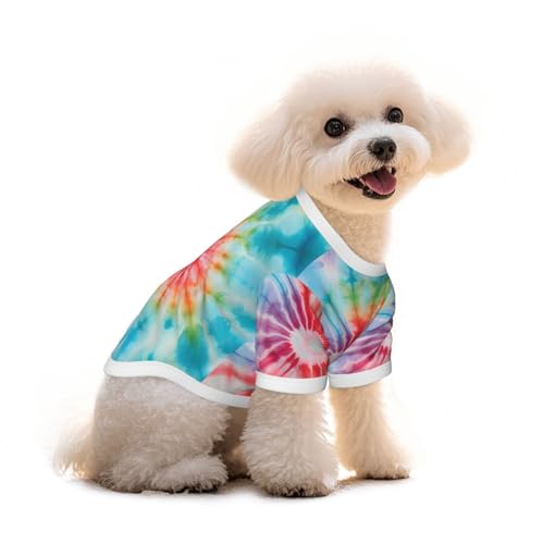 Myfsucce Hundebekleidung für kleine Hunde, Batikfärbung, für Jungen, Mädchen, Welpen, Haustiere, Katzen, Sommer, passend für 5 - 7,3 kg von Myfsucce