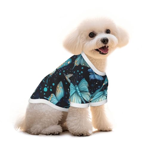 Myfsucce Hundebekleidung für kleine Hunde, Blaugrün, Schmetterlingshemd für Jungen, Mädchen, Welpen, Haustiere, Katzen, Sommer, passend für 5 - 7,3 kg Myfsucce Hundebekleidung für kleine Hunde, Blaugrün, Schmetterlingshemd für Jungen, Mädchen, Welpen, Haustiere, Katzen, Sommer, passend für 5 - 7,3 kg von Myfsucce