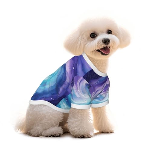 Myfsucce Hundebekleidung für kleine Hunde, Bluepurple Galaxy, für Jungen, Mädchen, Welpen, Haustiere, Katzen, Sommer, passend für 5 - 7,3 kg von Myfsucce