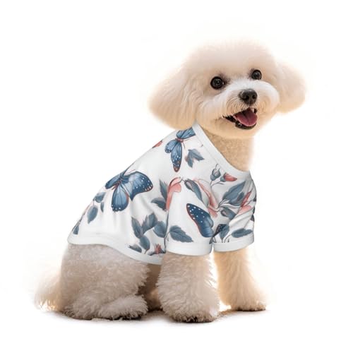 Myfsucce Hundebekleidung für kleine Hunde, Pinkrose / Blauschmetterling, für Jungen, Mädchen, Welpen, Haustiere, Katzen, Sommer, passend für 5 - 7,3 kg Myfsucce Hundebekleidung für kleine Hunde, Pinkrose / Blauschmetterling, für Jungen, Mädchen, Welpen, Haustiere, Katzen, Sommer, passend für 5 - 7,3 kg von Myfsucce