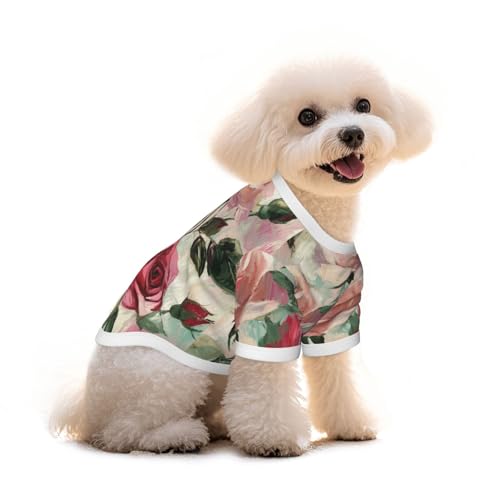 Myfsucce Hundebekleidung für kleine Hunde, Pinselstrich-Rosenmuster, Hunde-Shirts für Jungen, Mädchen, Welpen, Haustiere, Katzen, Sommer, passend für 1,8–2,9 kg Myfsucce Hundebekleidung für kleine Hunde, Pinselstrich-Rosenmuster, Hunde-Shirts für Jungen, Mädchen, Welpen, Haustiere, Katzen, Sommer, passend für 1,8–2,9 kg von Myfsucce