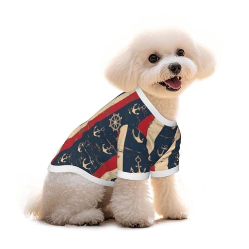 Myfsucce Hundebekleidung für kleine Hunde, Vintage-Stil, Anker, Streifenmuster, Hunde-Shirts für Jungen, Mädchen, Welpen, Haustiere, Katzen, Sommer, passend für 1,8–2,9 kg Myfsucce Hundebekleidung für kleine Hunde, Vintage-Stil, Anker, Streifenmuster, Hunde-Shirts für Jungen, Mädchen, Welpen, Haustiere, Katzen, Sommer, passend für 1,8–2,9 kg von Myfsucce