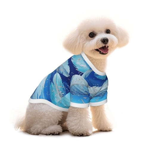 Myfsucce Hundebekleidung für kleine Hunde, blaue Federn, goldfarben, glitzernd, Hunde-Shirts für Jungen, Mädchen, Welpen, Haustiere, Katzen, Sommer, passend für 1,8–2,9 kg Myfsucce Hundebekleidung für kleine Hunde, blaue Federn, goldfarben, glitzernd, Hunde-Shirts für Jungen, Mädchen, Welpen, Haustiere, Katzen, Sommer, passend für 1,8–2,9 kg von Myfsucce