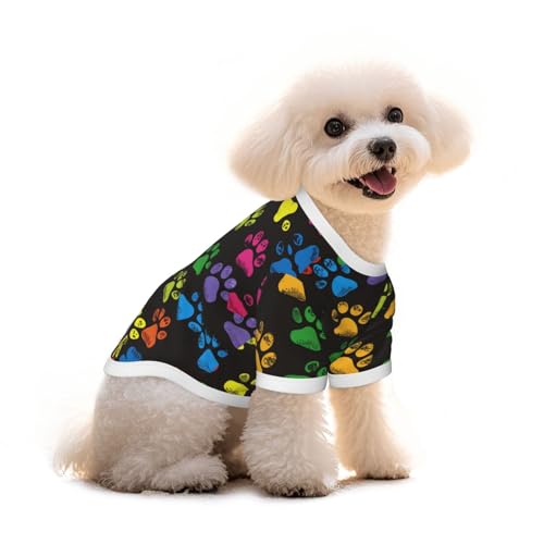 Myfsucce Hundebekleidung für kleine Hunde, buntes Pfotenabdruck, Hunde-Shirts für Jungen, Mädchen, Welpen, Haustiere, Katzen, Sommer, passend für 2,9–4,5 kg Myfsucce Hundebekleidung für kleine Hunde, buntes Pfotenabdruck, Hunde-Shirts für Jungen, Mädchen, Welpen, Haustiere, Katzen, Sommer, passend für 2,9–4,5 kg von Myfsucce