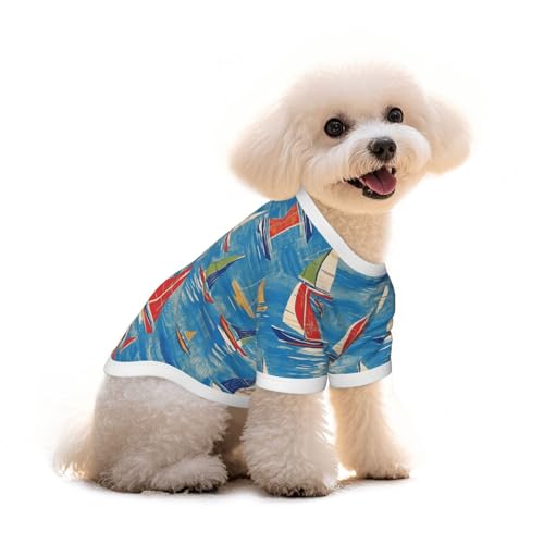 Myfsucce Hundebekleidung für kleine Hunde, buntes Segelboot-Muster, Hunde-Shirts für Jungen, Mädchen, Welpen, Haustiere, Katzen, Sommer, passend für 2,9–4,5 kg Myfsucce Hundebekleidung für kleine Hunde, buntes Segelboot-Muster, Hunde-Shirts für Jungen, Mädchen, Welpen, Haustiere, Katzen, Sommer, passend für 2,9–4,5 kg von Myfsucce