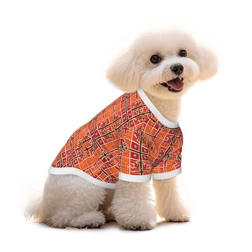 Myfsucce Hundebekleidung für kleine Hunde, geometrisches Muster, für Jungen, Mädchen, Welpen, Haustiere, Katzen, Sommer, passend für 5 - 7,3 kg, Orange Myfsucce Hundebekleidung für kleine Hunde, geometrisches Muster, für Jungen, Mädchen, Welpen, Haustiere, Katzen, Sommer, passend für 5 - 7,3 kg, Orange von Myfsucce