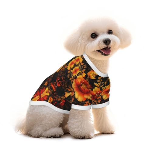 Myfsucce Hundebekleidung für kleine Hunde, orangefarbene Blumen, schwarze Hunde-Shirts für Jungen, Mädchen, Welpen, Haustiere, Katzen, Sommer, passend für 1,8–2,9 kg Myfsucce Hundebekleidung für kleine Hunde, orangefarbene Blumen, schwarze Hunde-Shirts für Jungen, Mädchen, Welpen, Haustiere, Katzen, Sommer, passend für 1,8–2,9 kg von Myfsucce