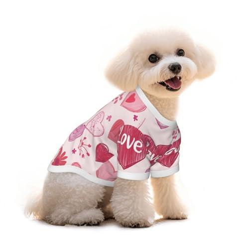 Myfsucce Hundebekleidung für kleine Hunde, rosa Herzmuster, Hunde-Shirts für Jungen, Mädchen, Welpen, Haustiere, Katzen, Sommer, passend für 2,9–4,5 kg Myfsucce Hundebekleidung für kleine Hunde, rosa Herzmuster, Hunde-Shirts für Jungen, Mädchen, Welpen, Haustiere, Katzen, Sommer, passend für 2,9–4,5 kg von Myfsucce