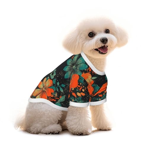Myfsucce Hundebekleidung für kleine Hunde, türkis-orange Blume, Grunge-Hunde-Shirt, für Jungen, Mädchen, Welpen, Haustiere, Katzen, Sommer-Passform, 1,8–2,9 kg Myfsucce Hundebekleidung für kleine Hunde, türkis-orange Blume, Grunge-Hunde-Shirt, für Jungen, Mädchen, Welpen, Haustiere, Katzen, Sommer-Passform, 1,8–2,9 kg von Myfsucce