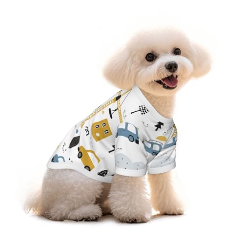 Myfsucce Hundekleidung für kleine Hunde, niedliches Auto-Shirt, für Jungen, Mädchen, Welpen, Haustiere, Katzen, Sommer, passend für 5 - 7,3 kg von Myfsucce