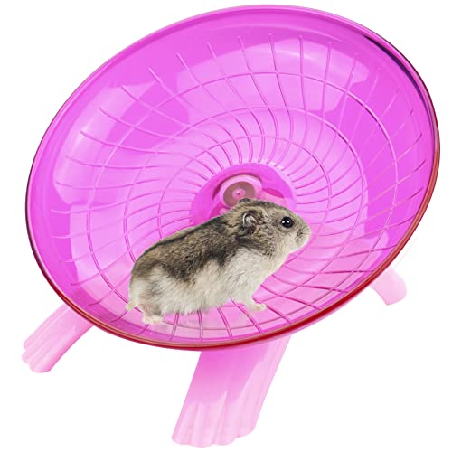 Fliegende Untertasse, Hamsterrad mit geräuschlosem Spinner, 18 cm, für Käfig, Zwerghamster, kleine Ratten, Rosa von Mygeromon
