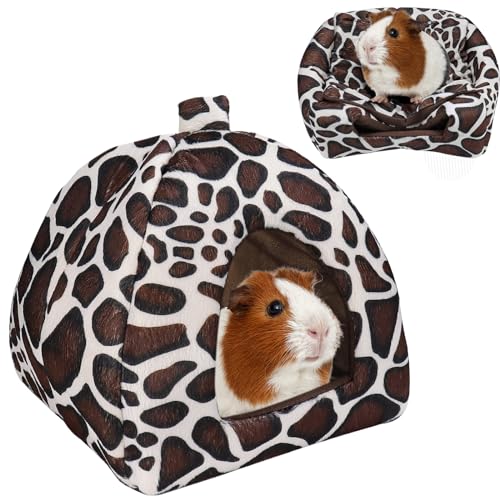 Kuschelsack Meerschweinchen Höhle Waschbar Kaninchen Kuschelhöhle Winter Gemütliches Kleintierbetten für Zwergkaninchen (Leopardenmuster) von Mygeromon