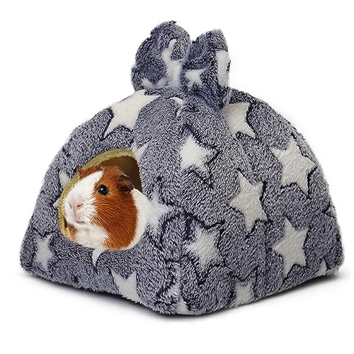 Mygeromon Meerschweinchenbett Kaninchenversteck kleines Haustier Kuschelhöhle warm waschbar Winter Fleece Schlafversteck Haus für Kaninchen/Frettchen/Chinchilla (Stern) von Mygeromon