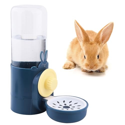 Trinkflasche Kaninchen Automatischer Kaninchentränke 500ml Wasserspender Kleintiere für Meerschweinchen/Chinchilla/Hamster Nagertränke (Blau) von Mygeromon