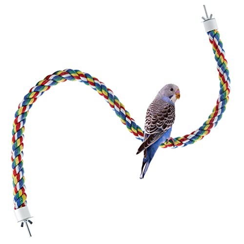 Vogel Seil Spirale Parrot Climbing Rope Sitzstange für Papagei/Wellensittich/Nymphensittiche/Sittiche (80cm Metallmutter) von Mygeromon