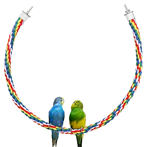 Tau Sitzstange Vögel Papagei Seil Spirale für Wellensittiche/Parrot Climbing Rope Vogelkäfig Zubehör (105cm Metallmutter) von Mygeromon