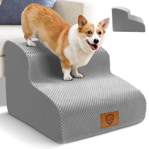 Myiosus Hundetreppe für Sofa/Bett, Hundetreppe aus Schaumstoff mit abnehmbarem wasserdichtem Bezug, rutschfeste Haustiertreppe für kleine Hunde & Katzen, verletzte Haustiere bis zu 50 Pfund, 30 cm von Myiosus