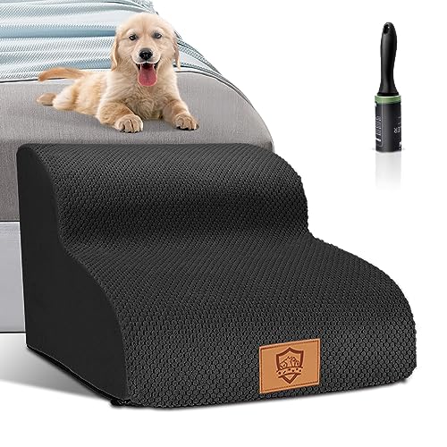 Myiosus Hundetreppe für Kleine Hunde, 2 Stufen Haustiertreppe 40cm Hoch Treppe Hund aus Schwamm, rutschfeste Oberfläche, Katzentreppe für Sofa Bett, Abnehmbare, Wasch - mit Fusselrolle von Myiosus