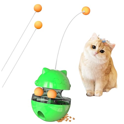 Myiosus Katzen Spielzeug Interaktives Katzenspielzeug - Katzenfutterspender - Spielzeug 3 in 1 Katze Spielzeug mit 3 Ball für Langsam Fütterung Training Nahrungsuche Lernspielzeug für Katzen (Grün) von Myiosus