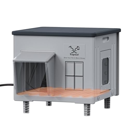 Unzerstörbares beheiztes Katzenhaus für Outdoor-Katzen im Winter, 100% wasserdicht & wetterfest, beheiztes Katzenhaus für draußen, vollständig isolierter Feral-Katzenunterstand für von Myodal