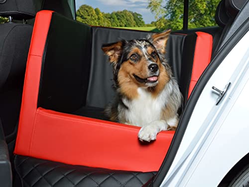 Mypado Auto Hundebett, Rücksitz Schutzdecke, Autoschondecke, auch in visco elastisch | schwarz-rot von Mypado