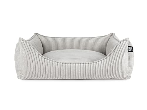 Mypado Cord Hundebett Cordula edel samtig und weich Gr. XL Füllung Visco-Schaumstoff, Farbe Silber von Mypado