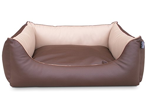 Mypado Zweifarbiges Hundebett Advin, Kunstleder, Größe 110x90, Füllung Schaumstoff, braun-Hellbraun von Mypado