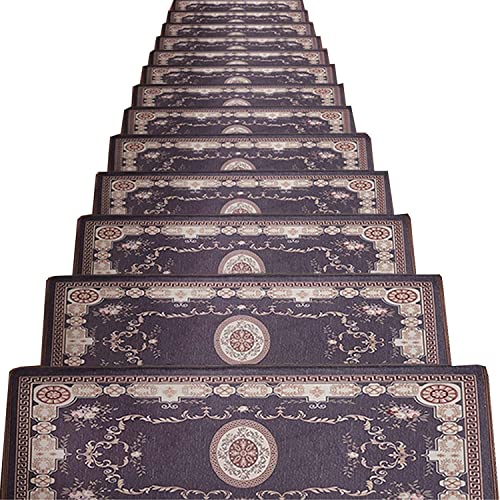 rutschfeste Treppenstufen für Holzstufen - Waschbare Treppenläufer mit wiederverwendbarem Kleber - Haustierfreundlich - 15-teiliges Set - Größe: 80 x 24 + 3 cm von MyrRhe