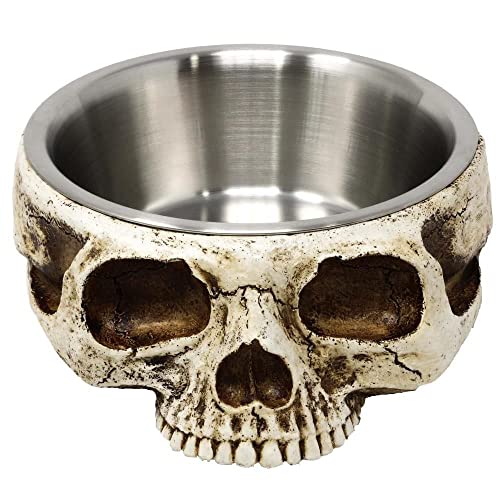MystiCalls by Mayer Chess Futternapf Totenkopf beige klein - Futterschüssel für Hunde und Katzen von MystiCalls by Mayer Chess