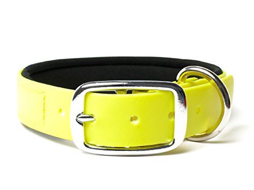 Mystique® Biothane Halsband Deluxe Neopren 25mm beta neon gelb 45-53cm von Mystique