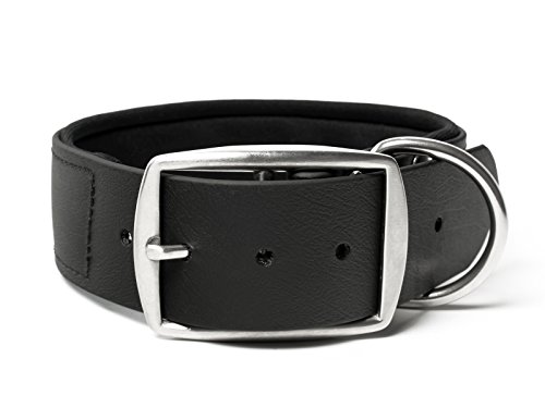 Mystique® Biothane Halsband Deluxe Neopren 38mm rostfrei schwarz 40-48cm von Mystique