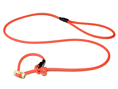 Mystique® Biothane Moxonleine Retrieverleine 6mm mit Zugbegrenzung (130cm, neon orange) von Mystique
