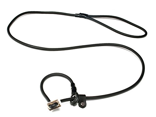 Mystique® Biothane Moxonleine Retrieverleine 6mm mit Zugbegrenzung (130cm, schwarz) von Mystique